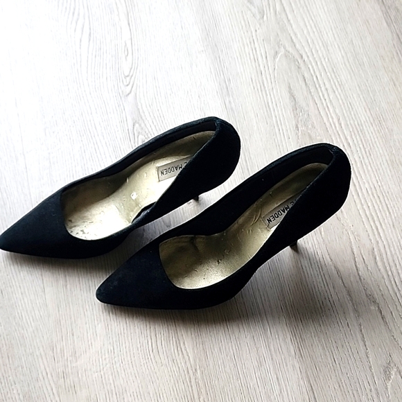 Y2K STEVE MADDEN SUEDE BLACK POINTY TOE PUMPS - Picture 2 of 4